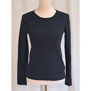 J.Crew Teddie Pullover Sweater Crewneck Cotton Wool Blend Black Size XS